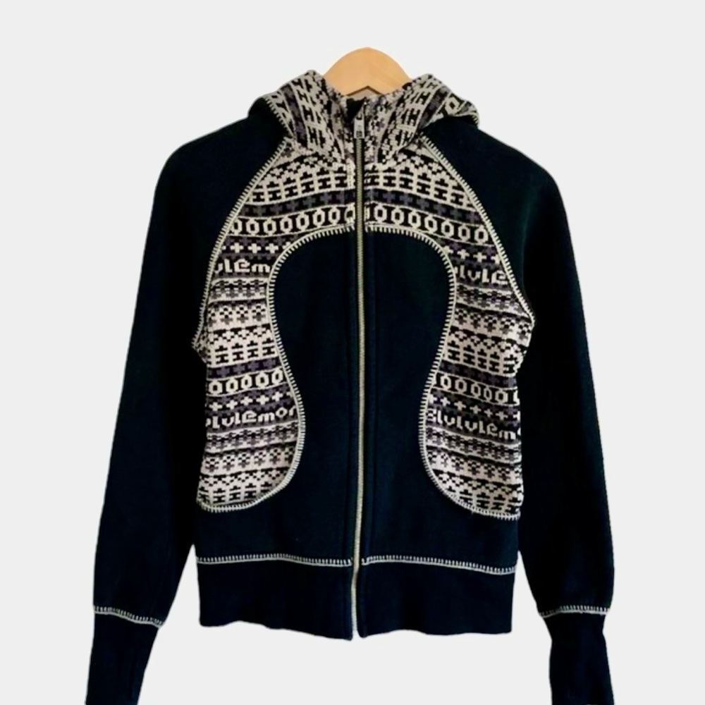 Lululemon Special Edition Fair Isle Scuba Black Hoodie Size 6